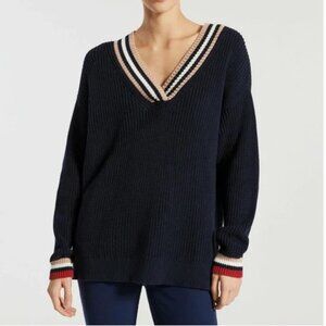 ** The Upside Josie Sweater Navy Vneck Australia Cable Knit XS oversized